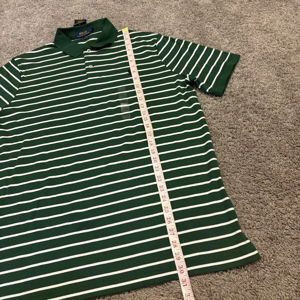 LOT OF 2 NEW Polo Ralph Lauren Men's L Classic Fit Stripe Polo Shirt Black Green